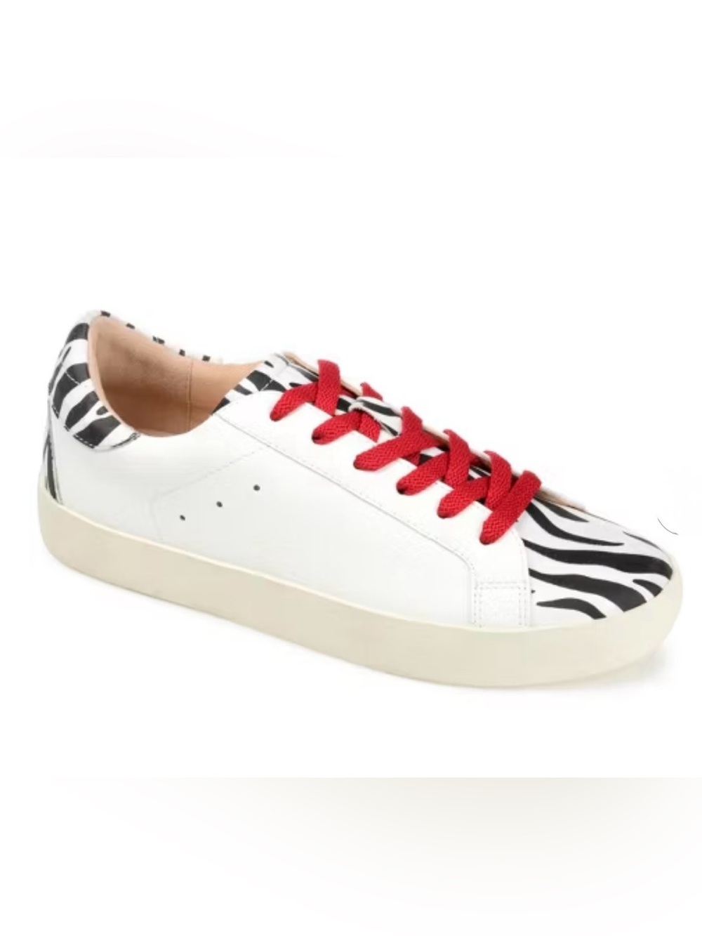 Journee Collection Erica sneakers, featuring a white vegan leather upper